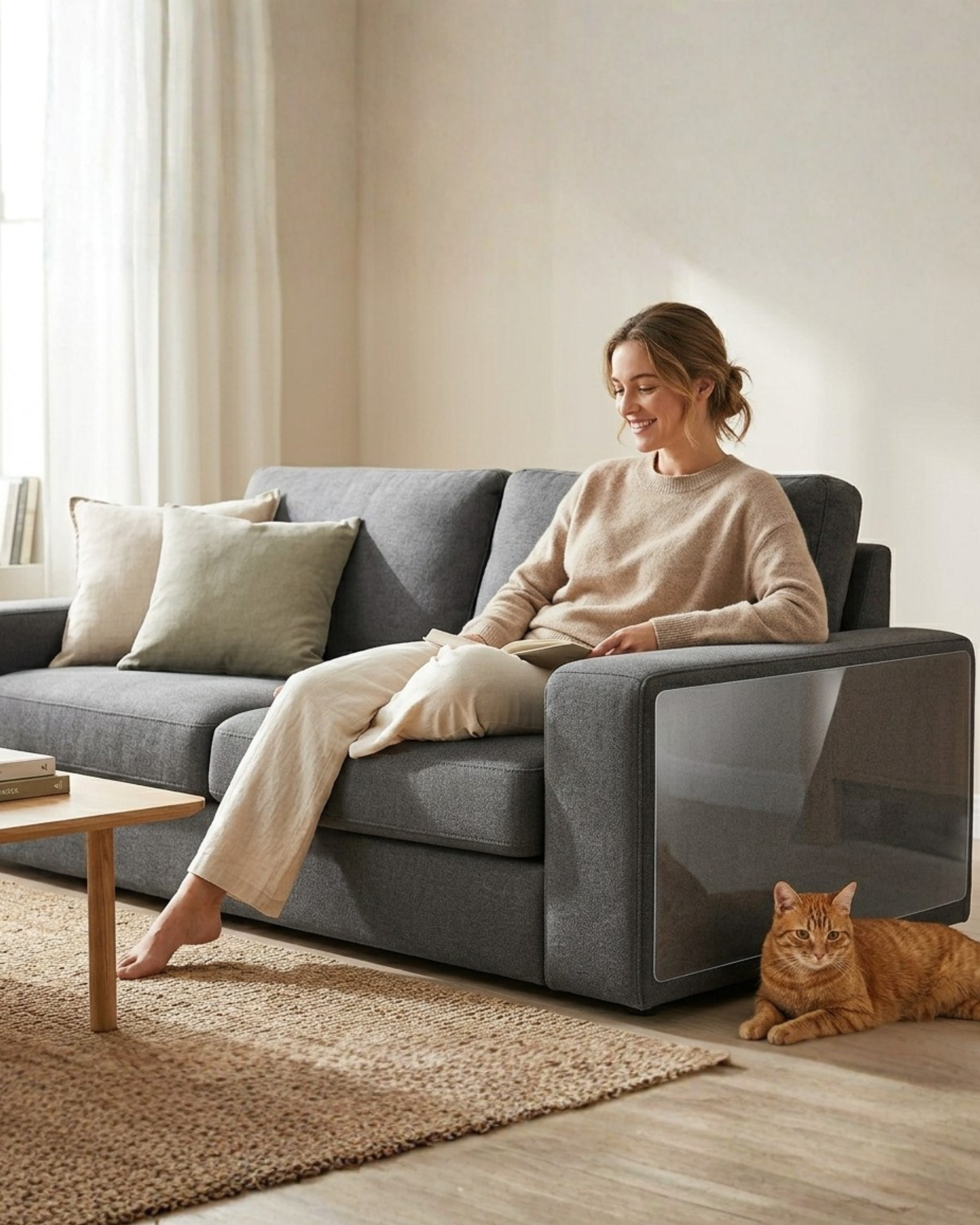 Protector Sofa Gatos Arañazos 40cm x 5m - Plastico Adhesivo Antiarañazos para Sofa y Puertas, Protector Transparente para Gatos y Perros, Fácil de Instalar
