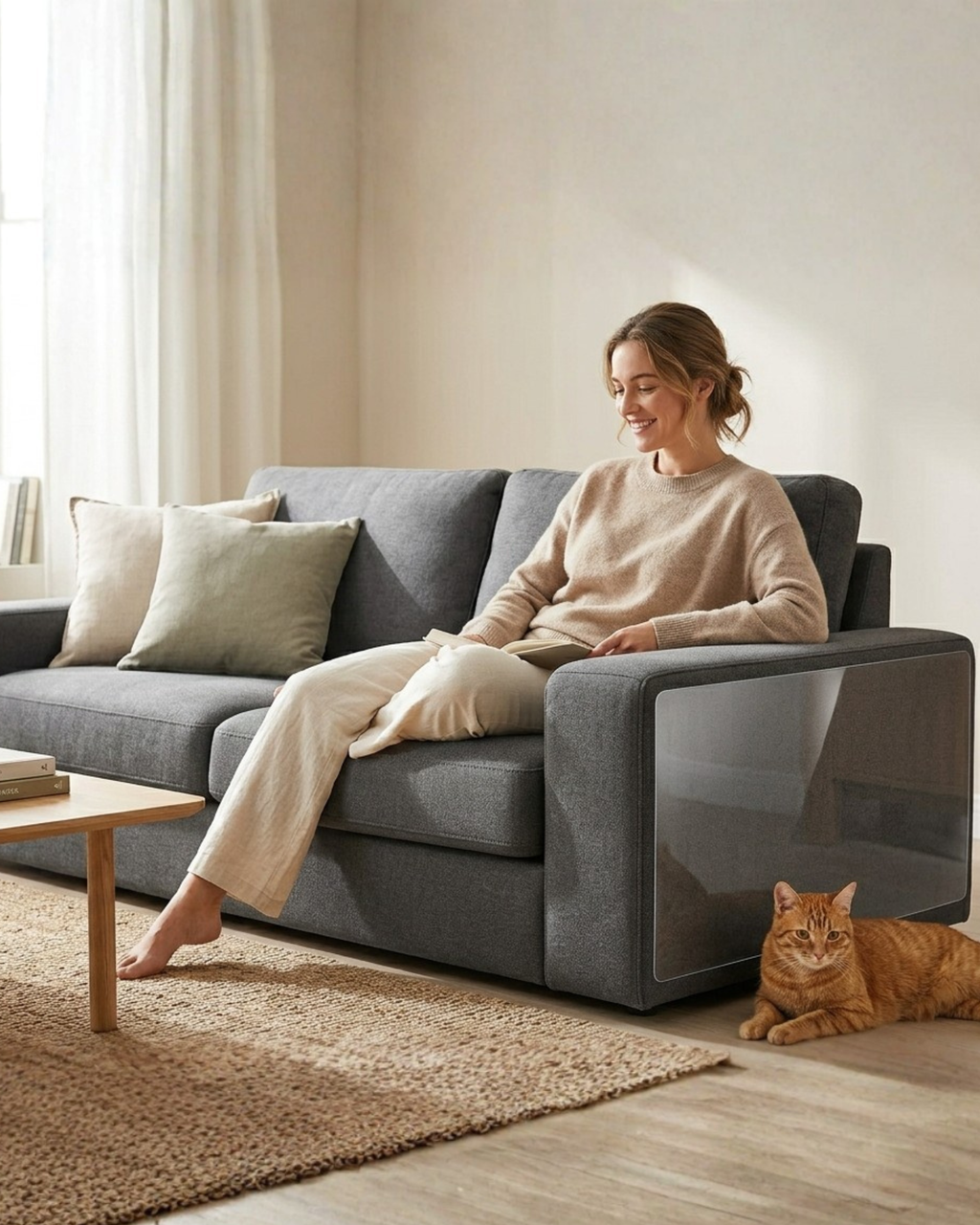Protector Sofa Gatos Arañazos 20cm x 8m - Plastico Adhesivo Antiarañazos para Sofa y Puertas, Protector Transparente para Gatos y Perros, Fácil de Instalar