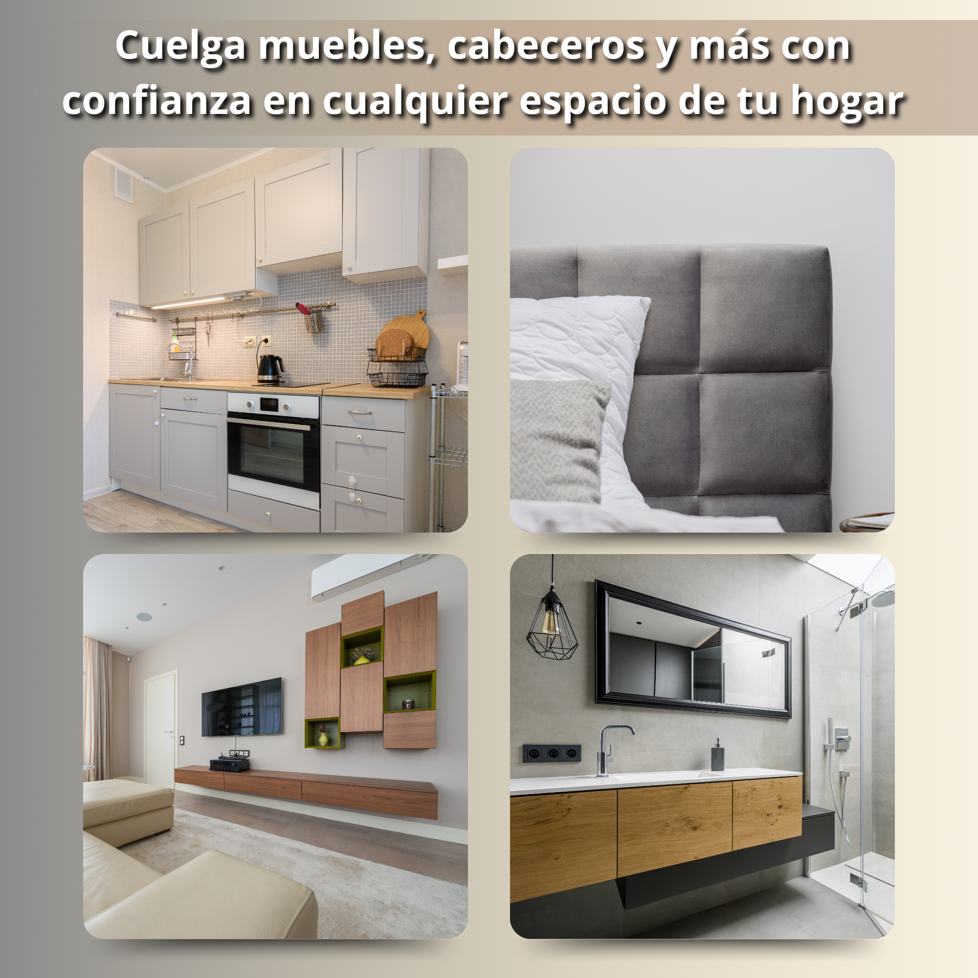 Antege Herraje Cabecero de Cama, Soporte para Colgar Cabecero de Cama y Muebles de Cocina, Colgar Cuadros en Pared, Anclaje Mueble Pared, Súper Resistente, Altura Ajustable, Pack de 6 Unidades